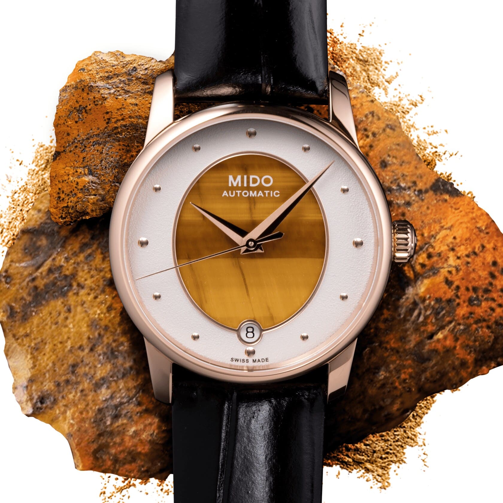 Mido Mido Baroncelli Wild Stone M035.207.36.471.00 механические женские часы часы крупный план  циферблата