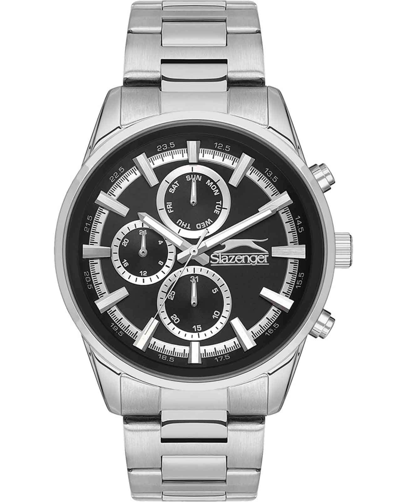 Slazenger Slazenger SL.09.2242.2.01  SL.09.2242.2.01 кварцевые мужские часы черный циферблат, браслет нержавеющая сталь — вид спереди