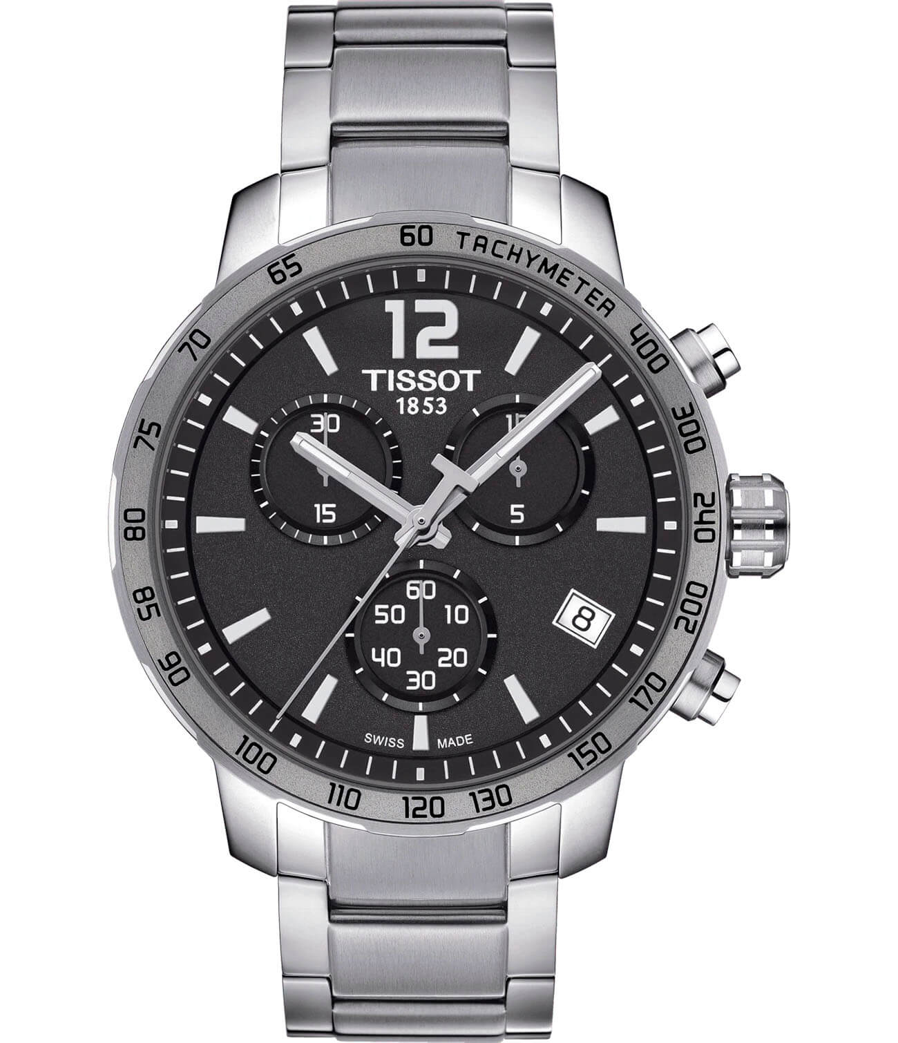 Tissot Tissot T-Sport Quickster T095.417.11.067.00 Quickster T0954171106700 кварцевые мужские часы серый циферблат, браслет нержавеющая сталь — вид спереди