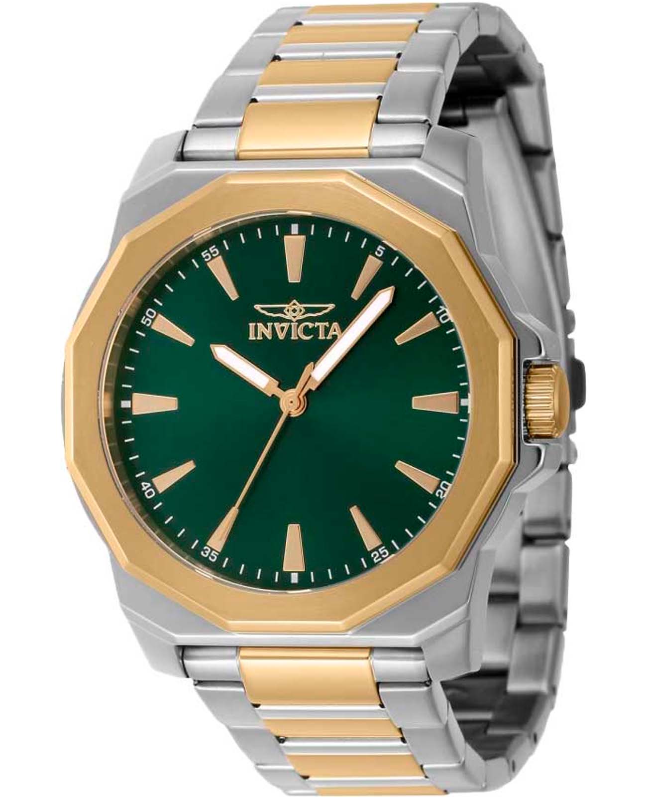 Invicta Invicta Speedway IN46836  IN46836 кварцевые мужские часы зеленый циферблат, браслет нержавеющая сталь с ip-покрытием — вид спереди