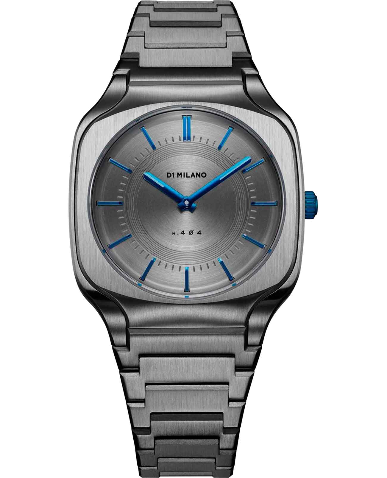 D1 Milano D1 Milano Square SQBJ02  SQBJ02 кварцевые мужские часы серебристый циферблат, браслет нержавеющая сталь с pvd-покрытием — вид спереди