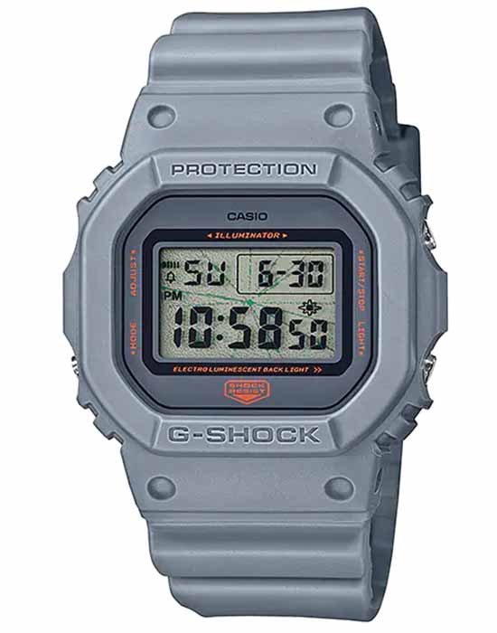 Casio Casio G-Shock DW-5600MNT-8 DW-5600 DW-5600MNT-8 электронные мужские часы серый циферблат, браслет полимер — вид спереди