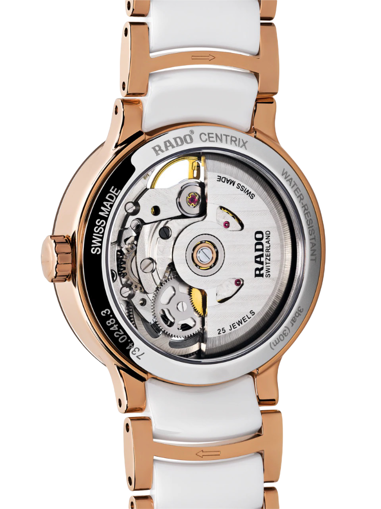 Rado Rado Centrix Automatic Diamonds Open Heart R30248902, centrix швейцария женские часы на браслете сталь + pvd + керамика боковой вид
