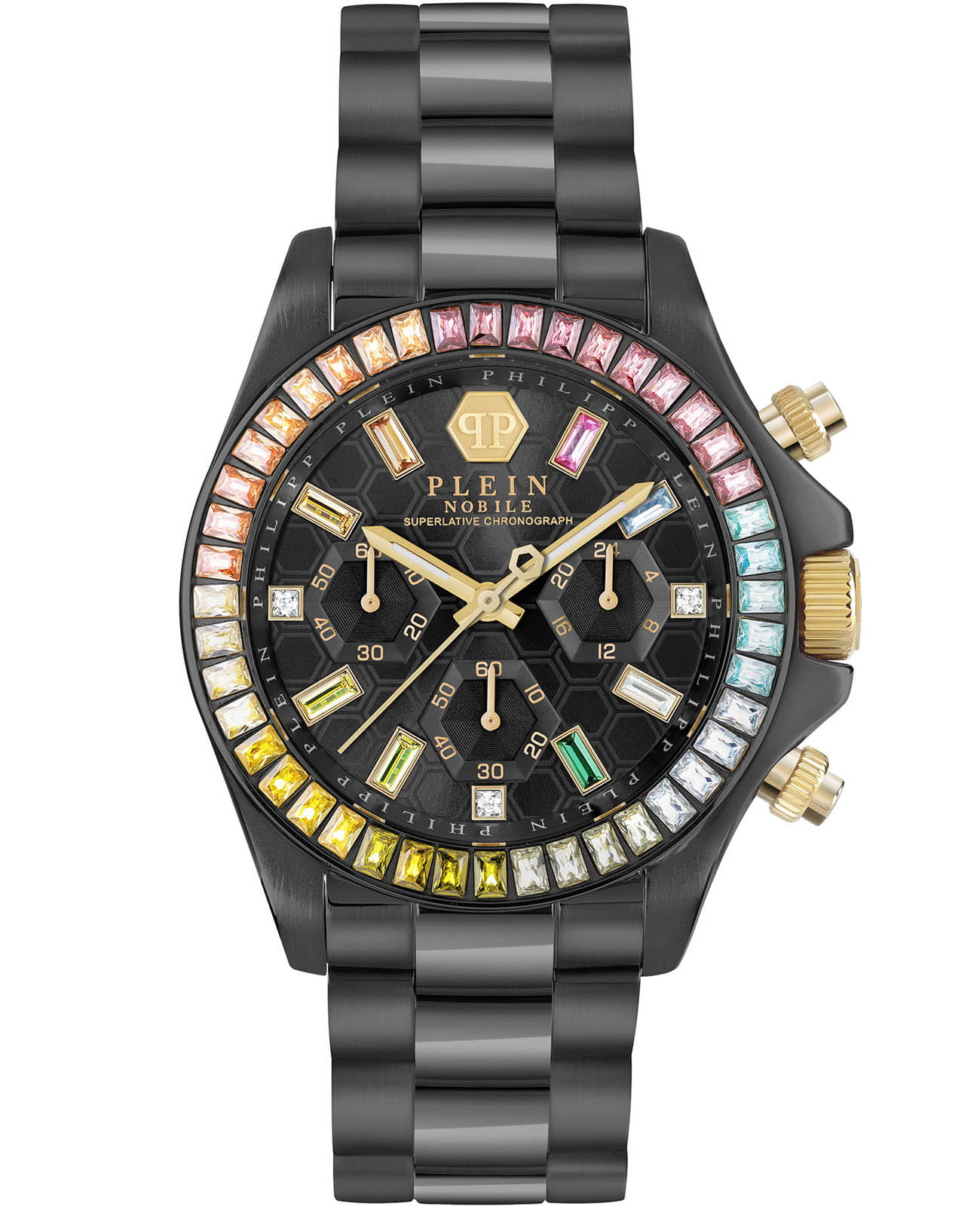 Philipp Plein Philipp Plein Nobile Lady PWSBA0623  PWSBA0623 кварцевые женские часы черный циферблат, браслет нержавеющая сталь с ip-покрытием — вид спереди