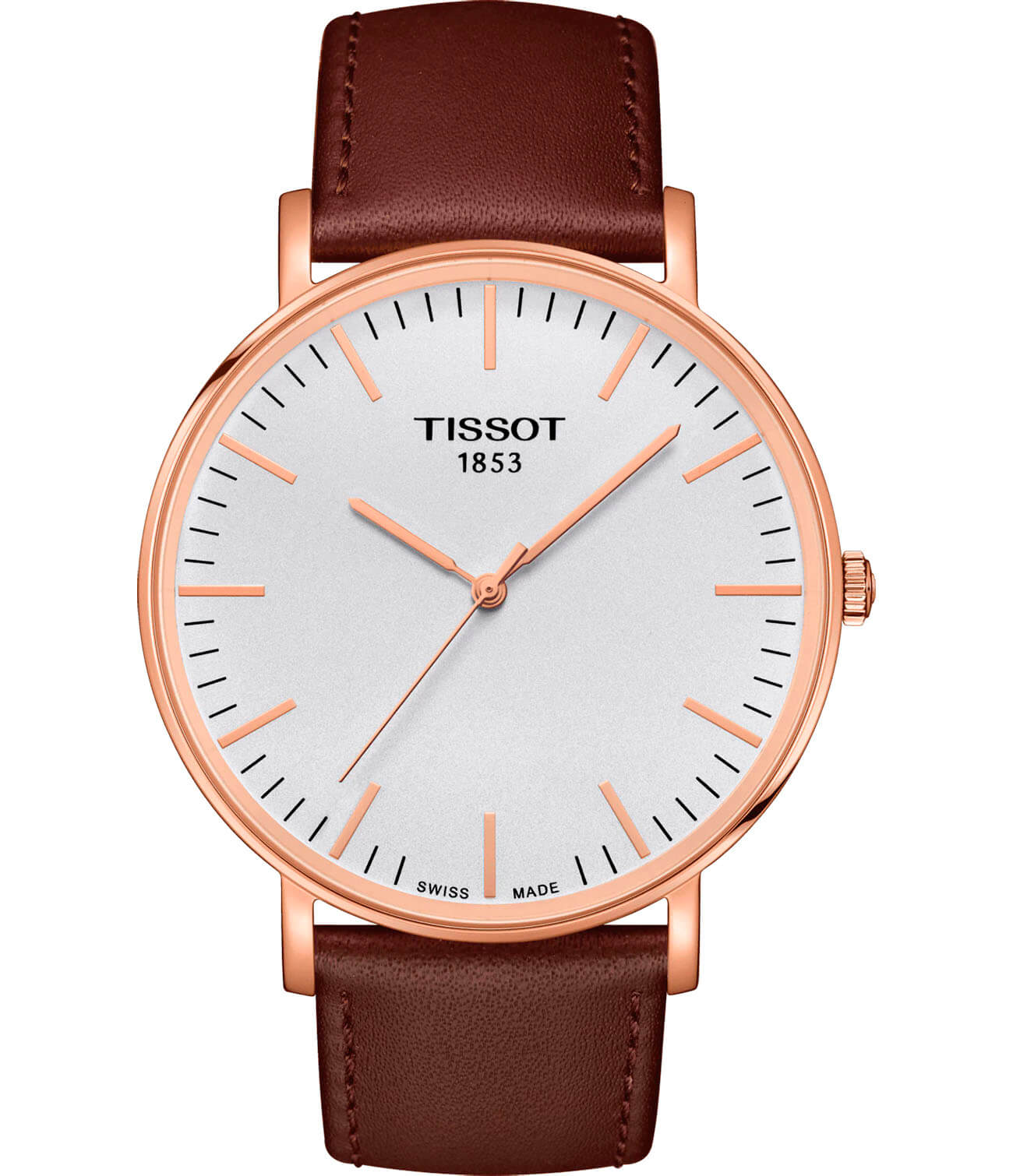 Tissot Tissot Everytime Large T109.610.36.031.00 Everytime T1096103603100 кварцевые мужские часы белый циферблат, браслет кожаный — вид спереди