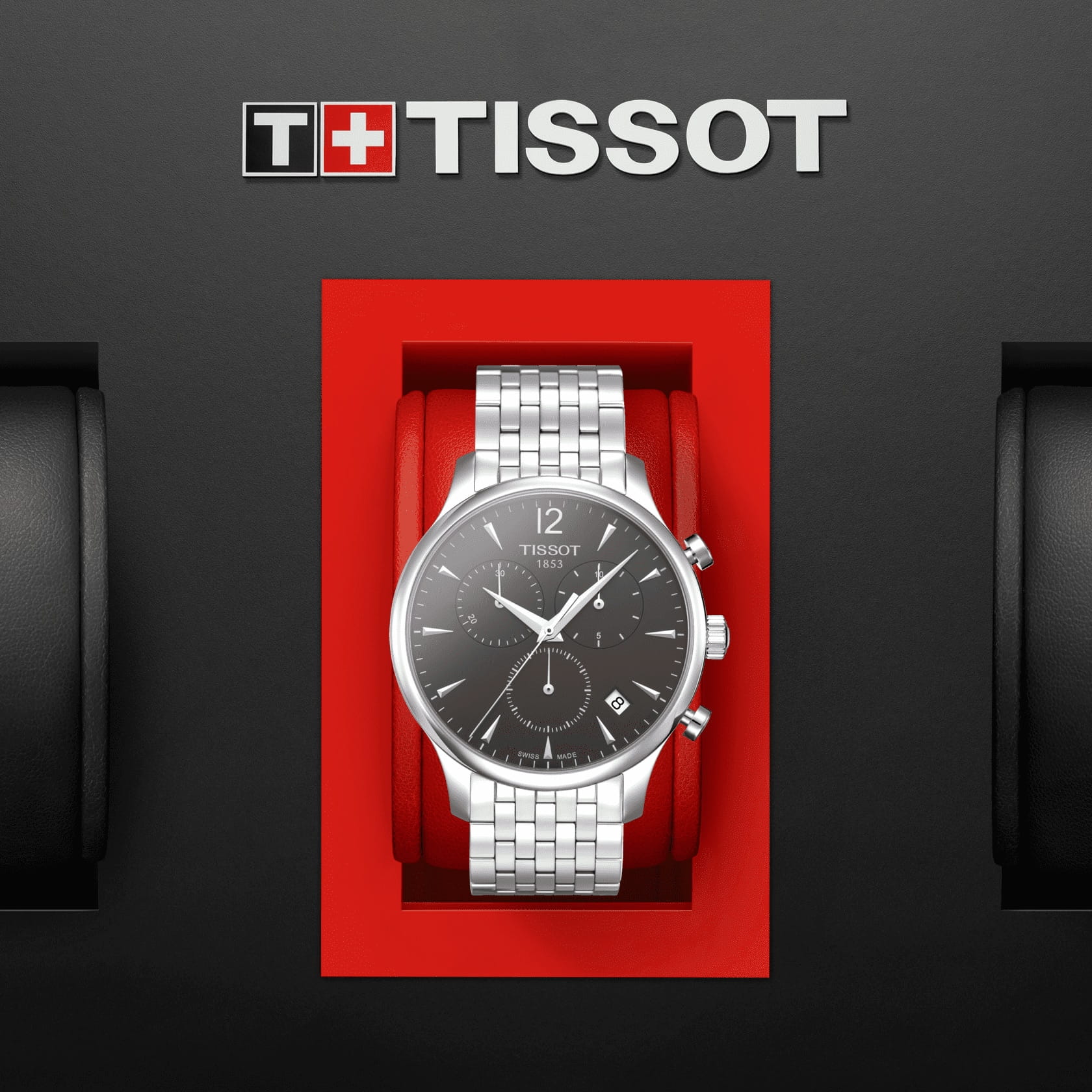 Tissot Tissot Tradition Chronograph T063.617.11.067.00, t-classic швейцария мужские часы на браслете нержавеющая сталь боковой вид