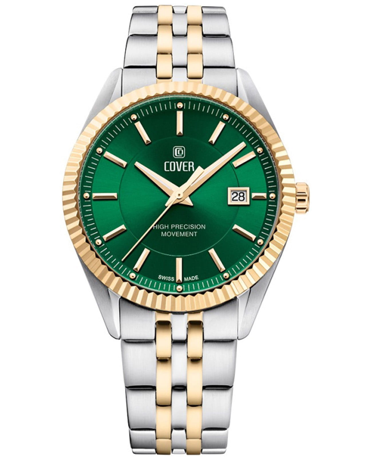 Cover Cover Alston CO208.10  CO208.10 кварцевые мужские часы зеленый циферблат, браслет нержавеющая сталь с pvd-покрытием — вид спереди