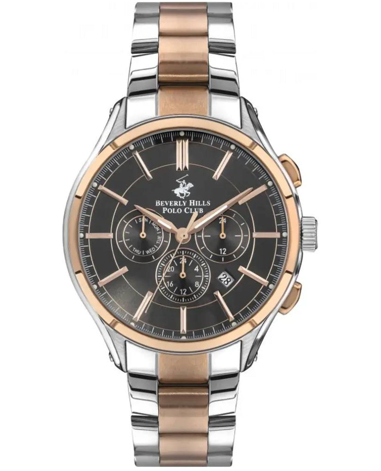 Beverly Hills Polo Club Beverly Hills Polo Club BP3304X.460  BP3304X.460 кварцевые мужские часы серый циферблат, браслет нержавеющая сталь с ip-покрытием — вид спереди