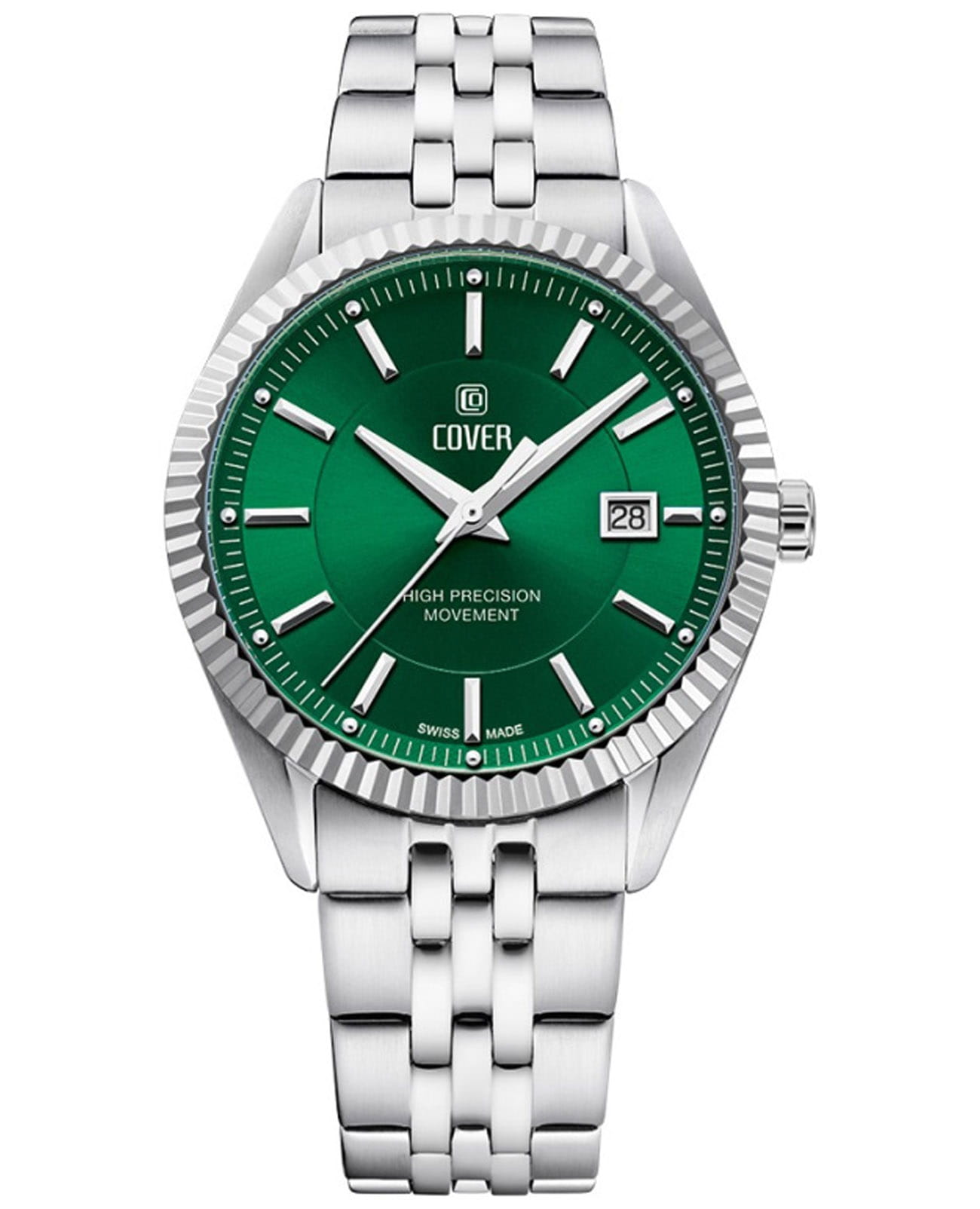 Cover Cover Alston CO208.08  CO208.08 кварцевые мужские часы зеленый циферблат, браслет нержавеющая сталь — вид спереди