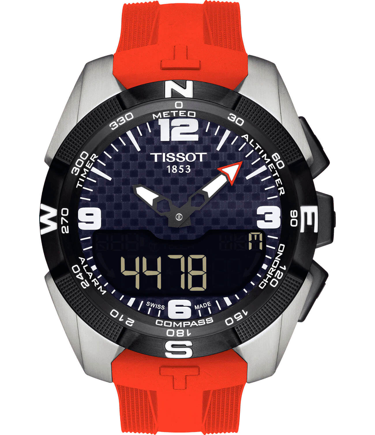 Tissot Tissot T-Toucht-T Expert Solar Asian Games T091.420.47.057.03  T0914204705703 кварцевые мужские часы черный циферблат, браслет каучук — вид спереди
