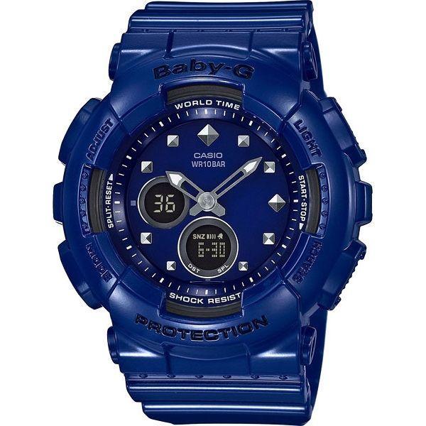 Casio Casio Baby-G BA-125-2A  BA-125-2A кварцевые женские часы синий циферблат, браслет пластик — вид спереди