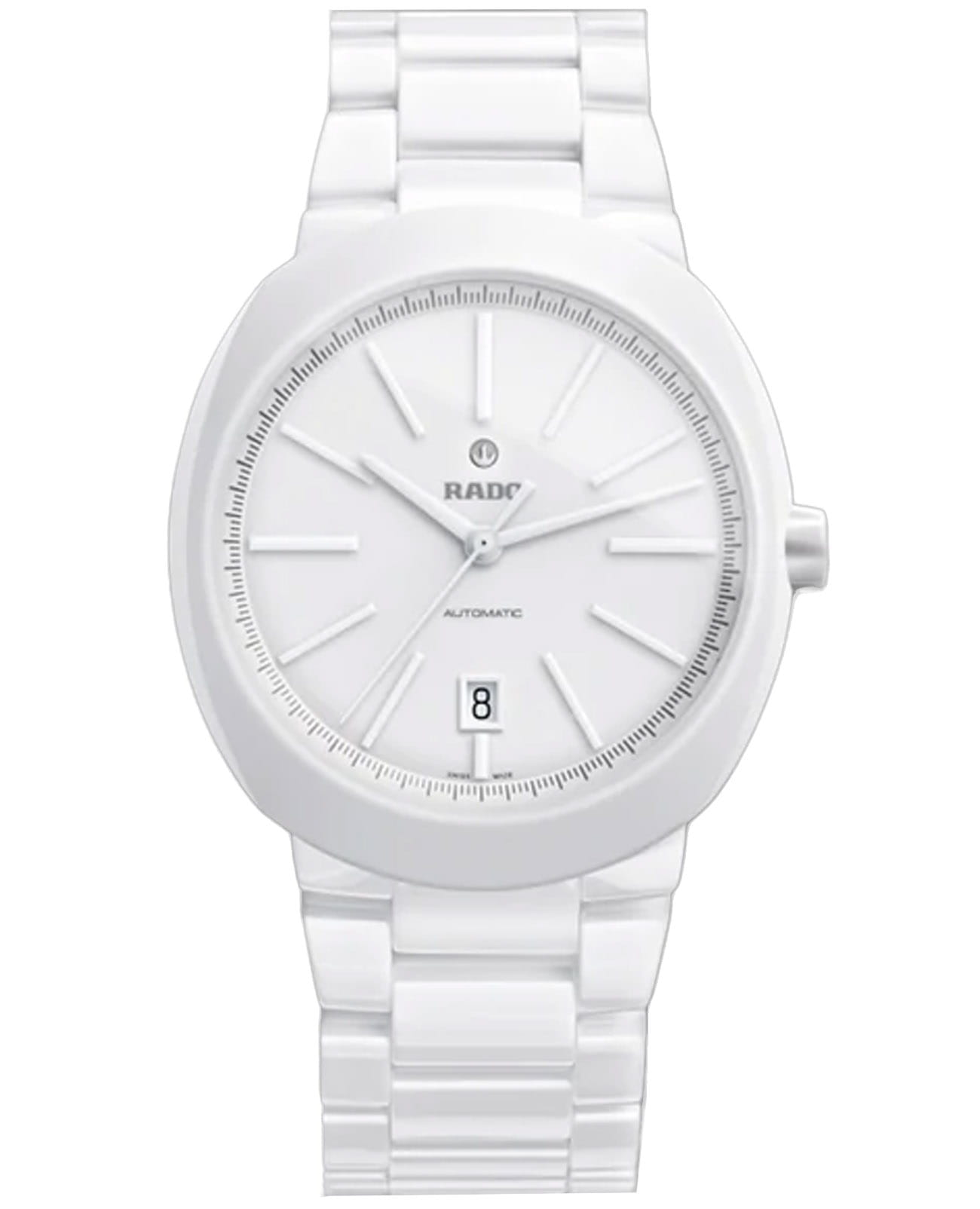 Rado Rado D-Star R15964012 Automatic R15964012 механические мужские часы белый циферблат, браслет высокотехнологичная керамика — вид спереди