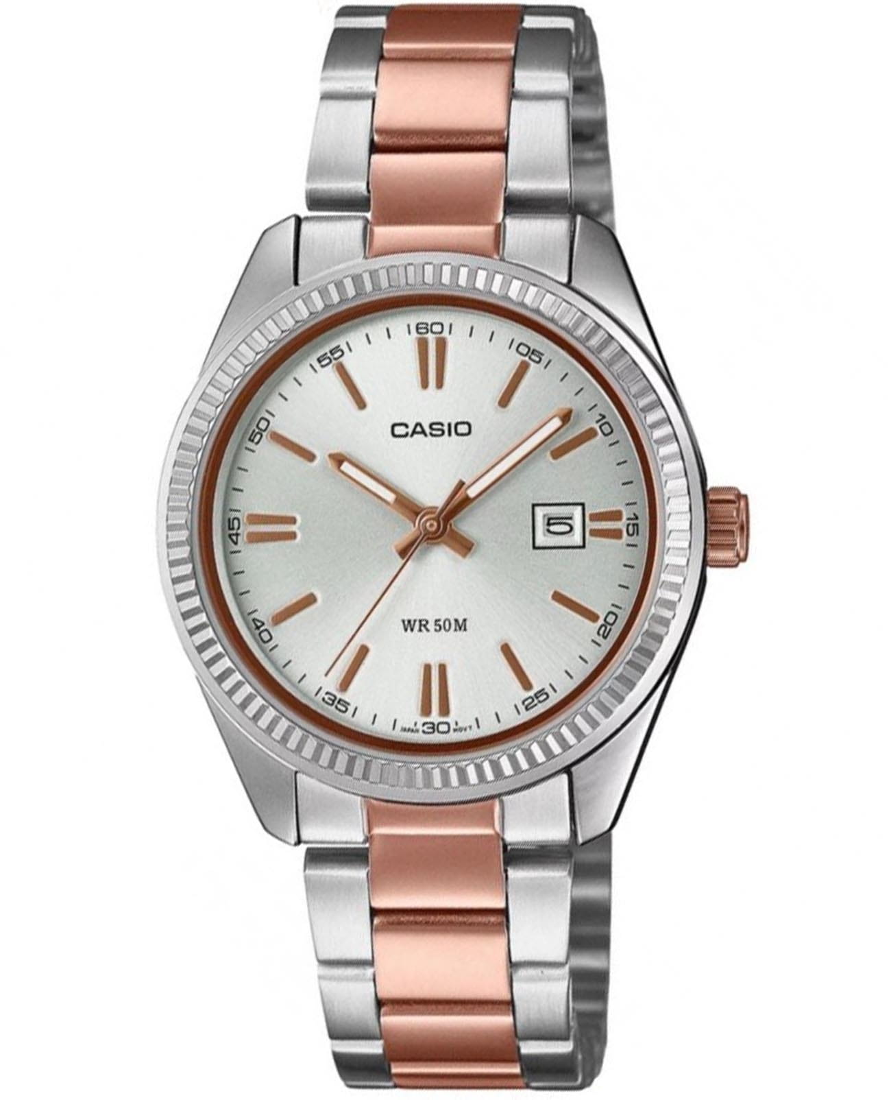 Casio Casio Collection LTP-1302PRG-7AVEF  LTP-1302PRG-7AVEF кварцевые женские часы бирюзовый циферблат, браслет нержавеющая сталь с ip-покрытием — вид спереди