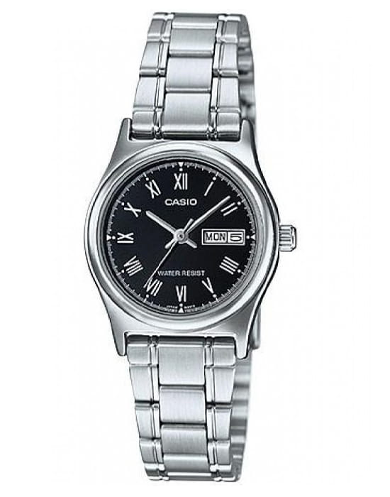 Casio Casio Collection LTP-V006D-1B  LTP-V006D-1B кварцевые женские часы черный циферблат, браслет нержавеющая сталь — вид спереди