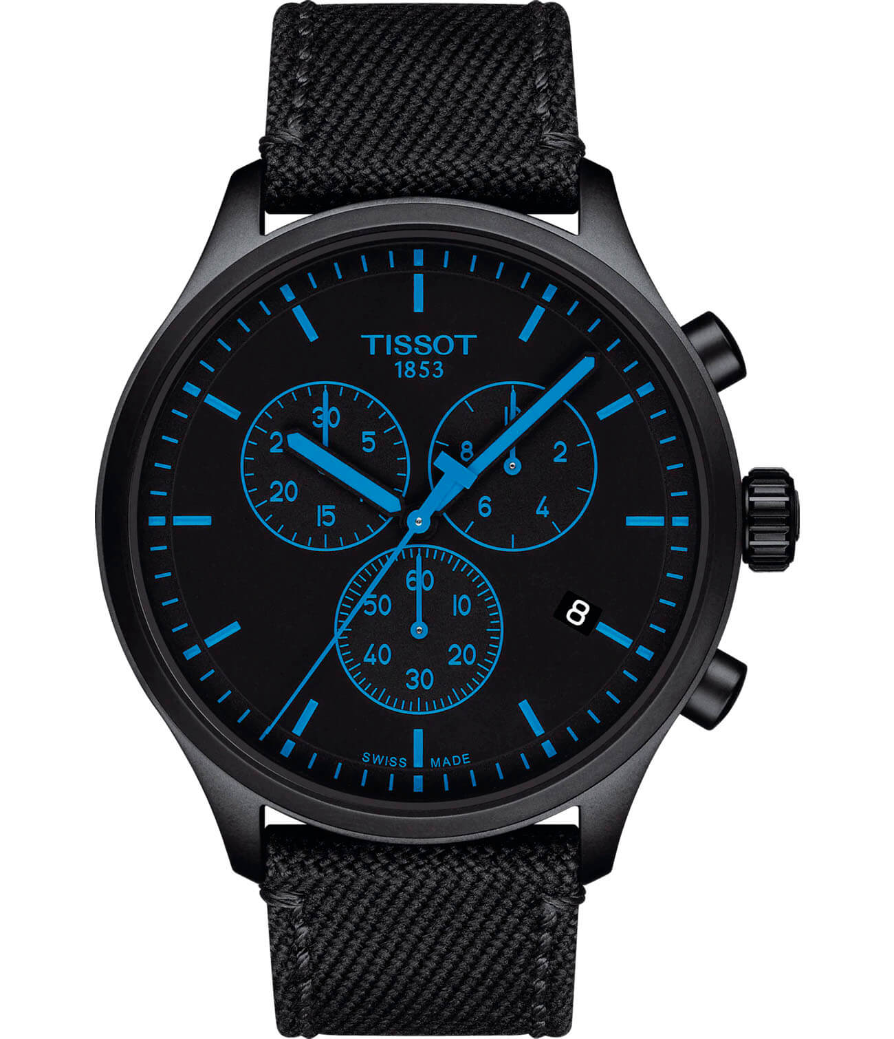 Tissot Tissot Chrono XL T116.617.37.051.00 Chrono XL T1166173705100 кварцевые мужские часы черный циферблат, браслет тканевый — вид спереди
