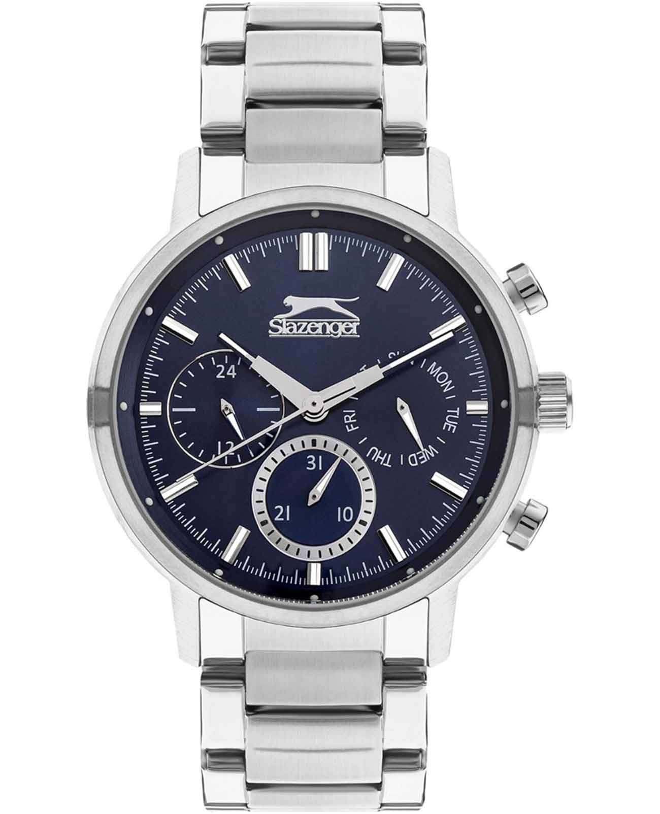 Slazenger Slazenger SL.09.2213.2.04  SL.09.2213.2.04 кварцевые мужские часы синий циферблат, браслет суперметалл — вид спереди