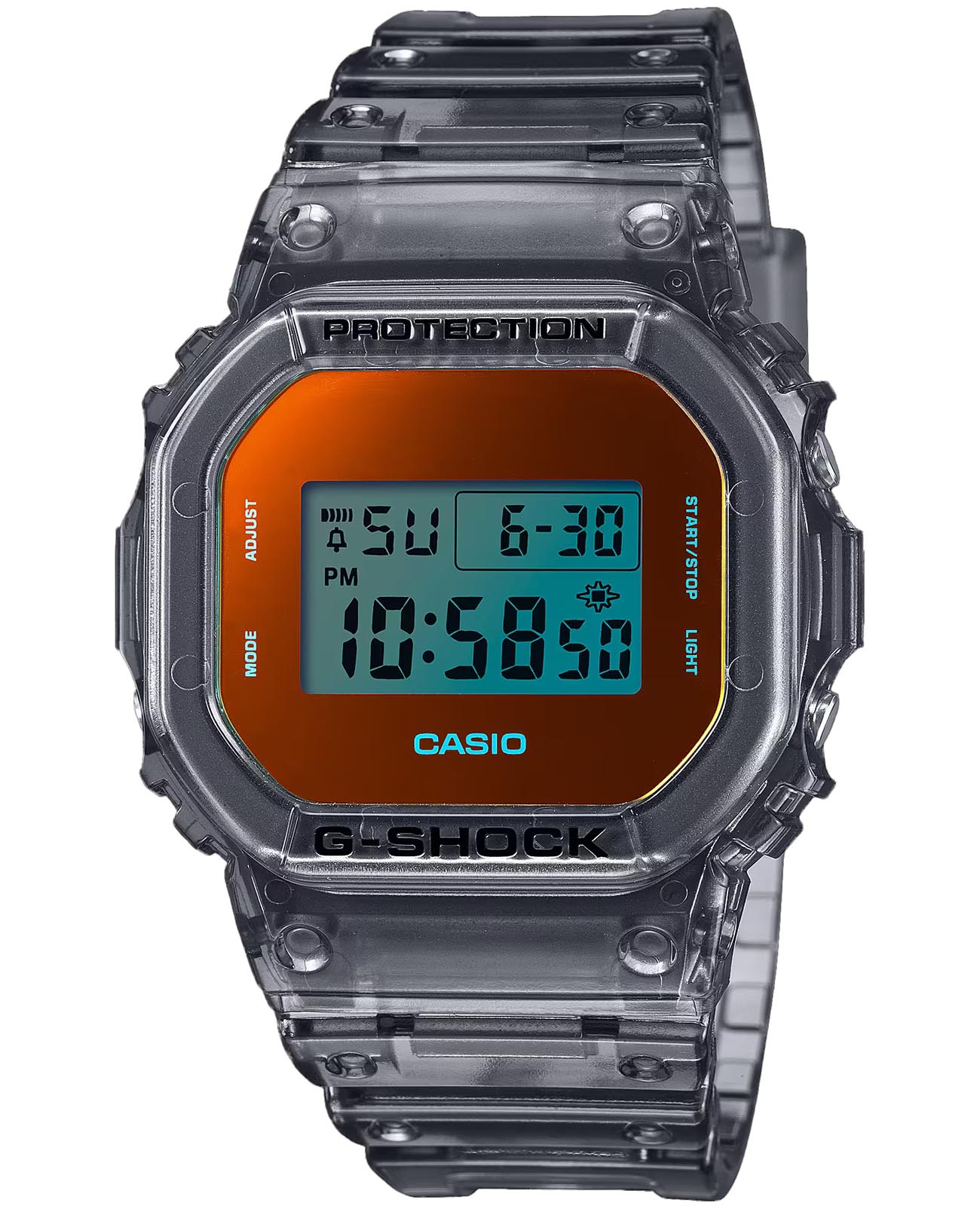 Casio Casio G-Shock DW-5600TLS-8DR (DW-5600TLS-8) DW-5600 DW-5600TLS-8 электронные мужские часы  циферблат, браслет пластик — вид спереди