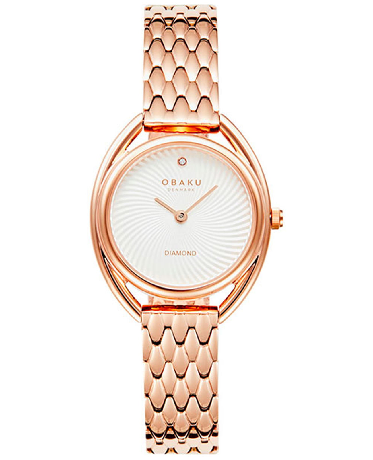 Obaku Obaku Diamond V286LXVISV  V286LXVISV кварцевые женские часы белый циферблат, браслет сталь с ip покрытием — вид спереди
