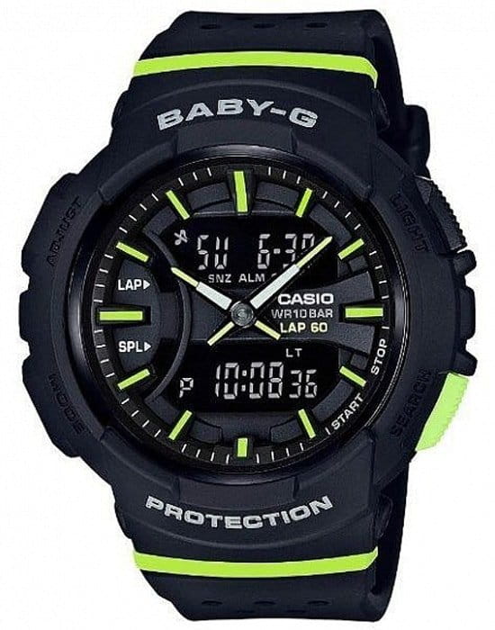 Casio Casio Baby-G BGA-240-1A2  BGA-240-1A2 автокварц (кинетик) женские часы черный циферблат, браслет полимер — вид спереди