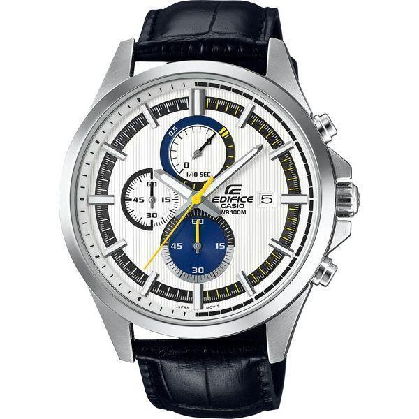 Casio Casio Edifice EFV-520L-7A EFV EFV-520L-7A кварцевые мужские часы белый циферблат, браслет 18-каратное желтое золото — вид спереди