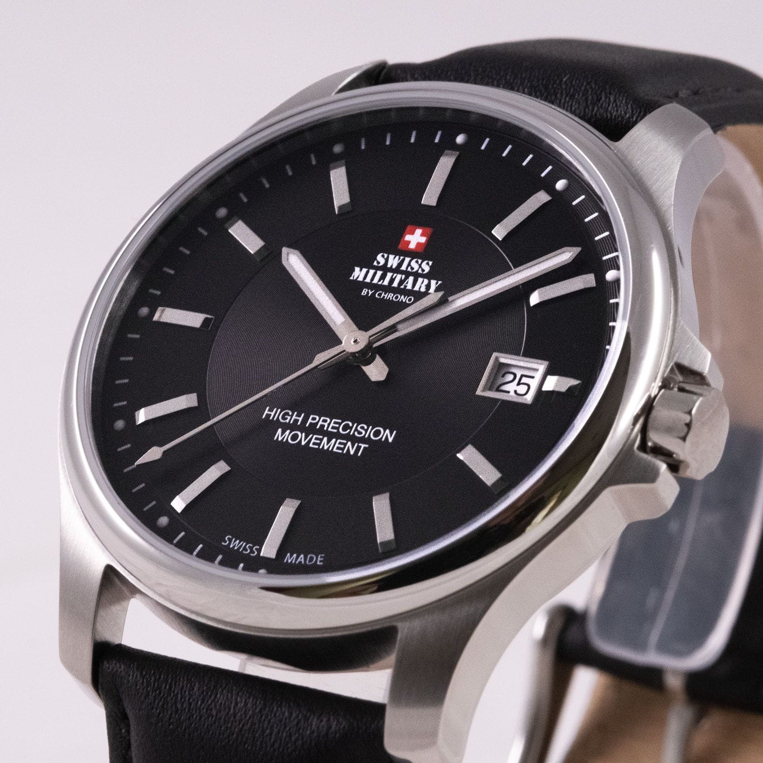 Swiss Military by Chrono Swiss Military by Chrono Сверхточные SM30200.10,  швейцария мужские часы на браслете кожаный боковой вид