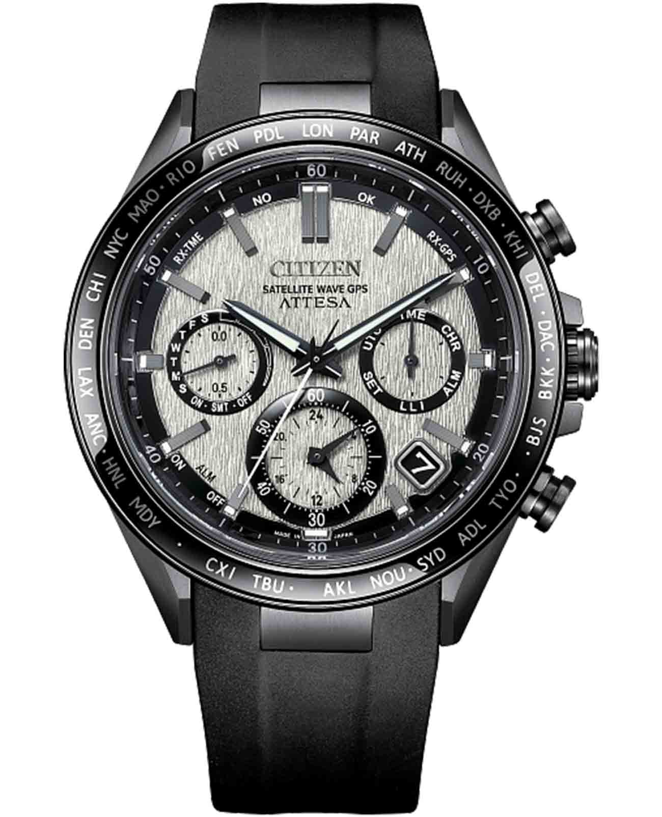 Citizen Citizen Attesa CC4055-14H  CC4055-14H кварцевые мужские часы серый циферблат, браслет резина — вид спереди