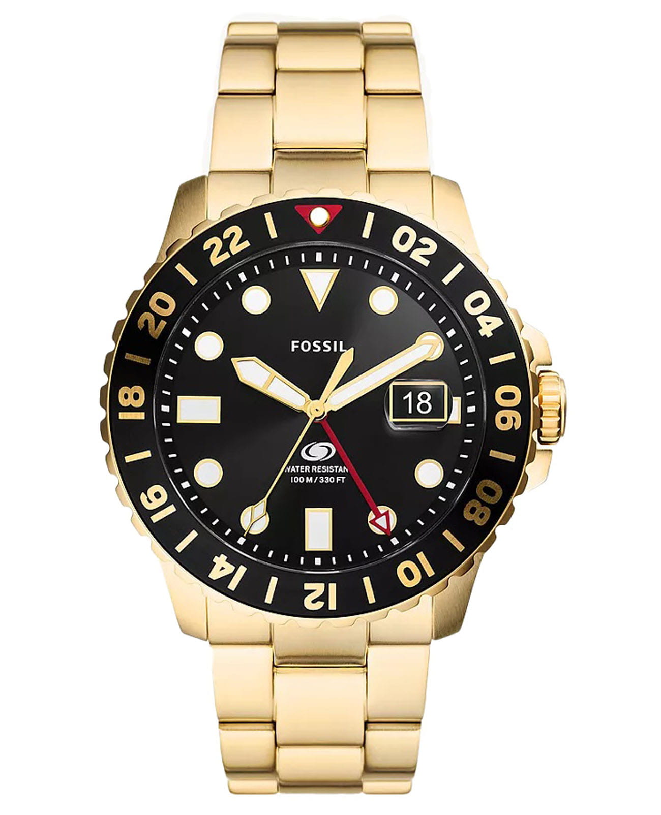 Fossil Fossil Blue FS5990  FS5990 кварцевые мужские часы черный циферблат, браслет сталь с ip покрытием — вид спереди