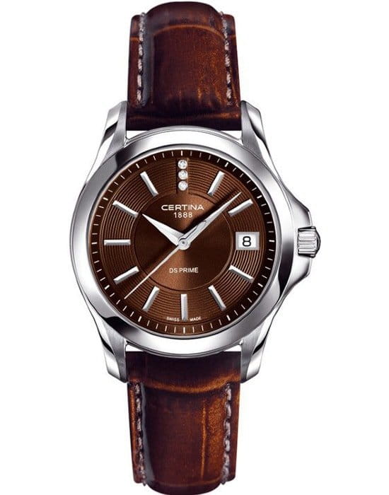 Certina Certina C004.210.16.296.00  C0042101629600 кварцевые женские часы коричневый циферблат, браслет кожаный — вид спереди