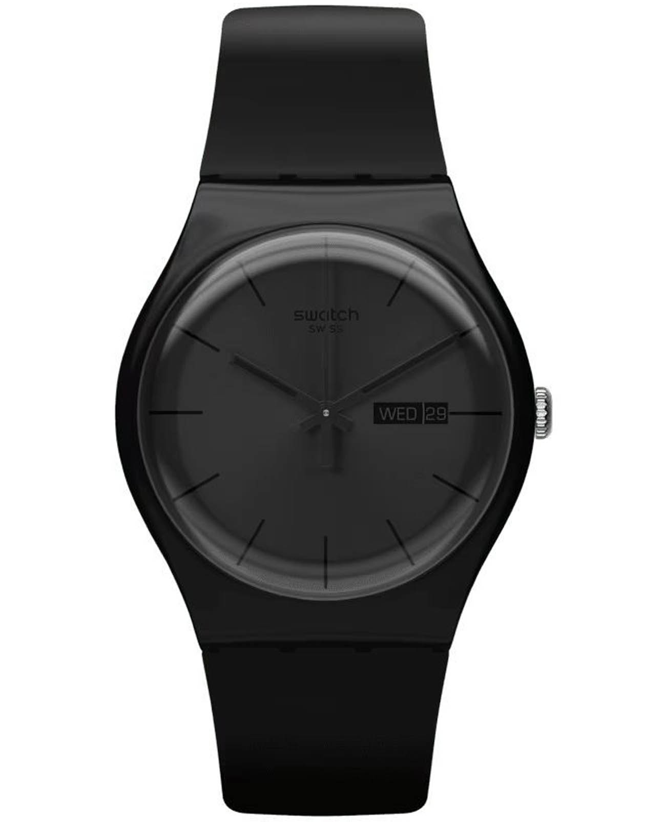 Swatch Swatch New Gent Biosourced SO29B706  SO29B706 кварцевые женские часы черный циферблат, браслет биоматериал — вид спереди