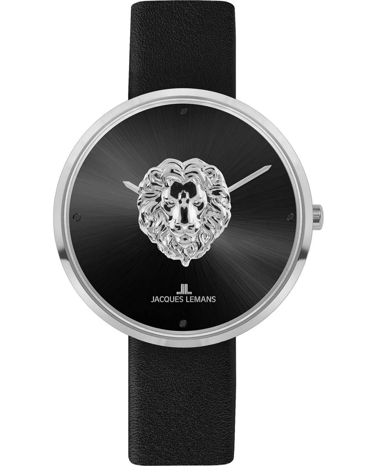 Jacques Lemans Jacques Lemans  Design Collection 1-2092A  1-2092A кварцевые женские часы черный циферблат, браслет кожаный — вид спереди