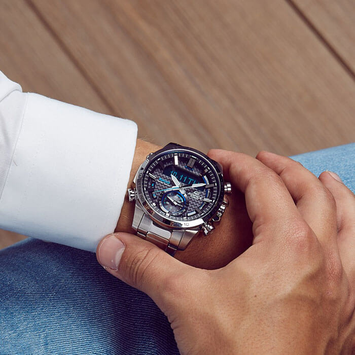 Casio Casio Edifice ECB-800D-1A, edifice япония мужские часы на браслете нержавеющая сталь боковой вид