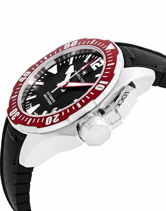 Hamilton Hamilton Khaki Navy Frogman H77725335, khaki navy швейцария мужские часы на браслете каучук боковой вид