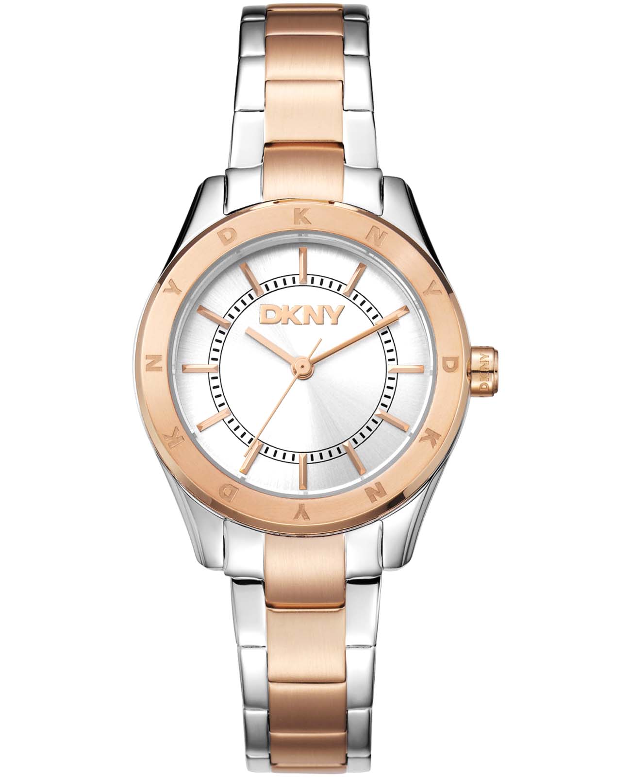 DKNY DKNY Chambers Sport DK1L018M0075  DK1L018M0075 кварцевые женские часы серебристый циферблат, браслет нержавеющая сталь с ip-покрытием — вид спереди
