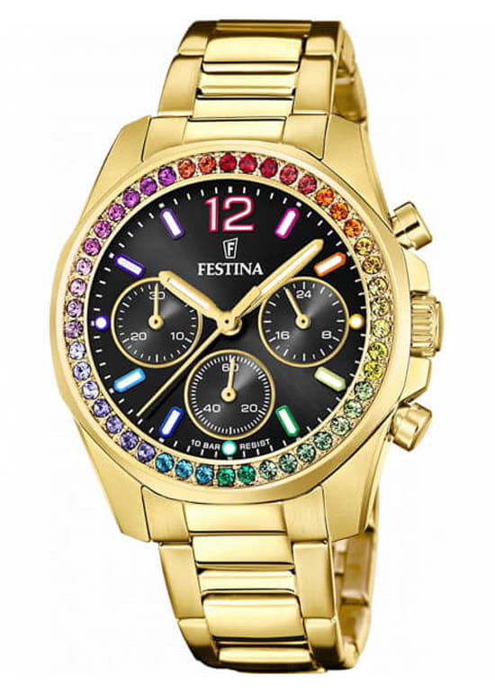 Festina Festina Boyfriend F20609/3  F20609/3 кварцевые женские часы перламутровый циферблат, браслет нержавеющая сталь с pvd-покрытием — вид спереди