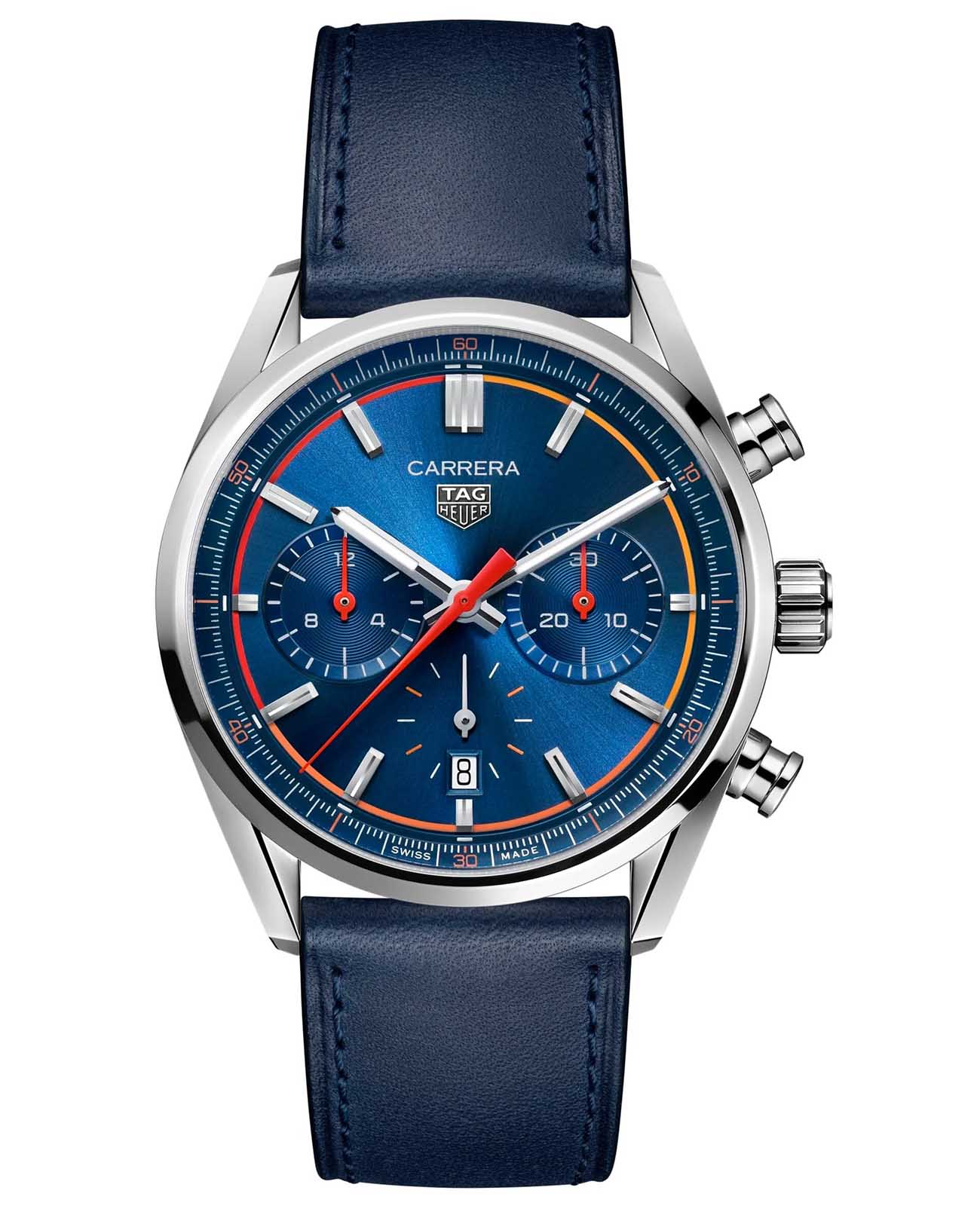 TAG Heuer TAG Heuer Carrera Chronograph CBN201D.FC6543  CBN201D.FC6543 механические мужские часы черный циферблат, браслет кожаный — вид спереди