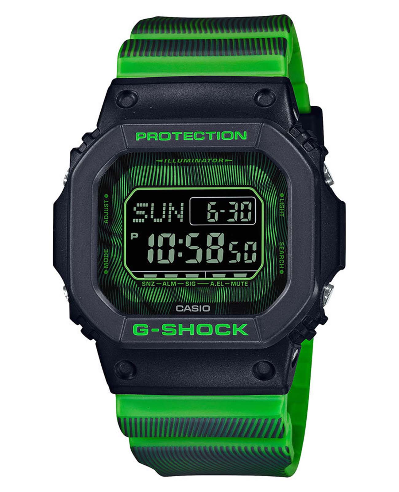 Casio Casio G-Shock DW-D5600TD-3  DW-D5600TD-3 электронные мужские часы черный циферблат, браслет пластик — вид спереди