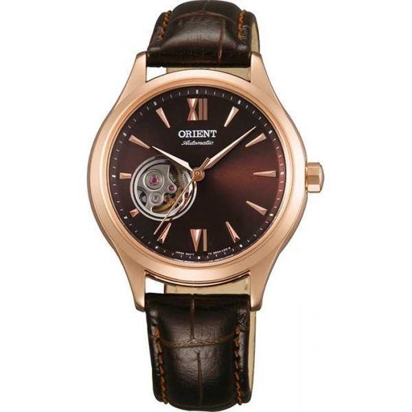 Orient Orient DB0A001T (FDB0A001T)  FDB0A001T механические женские часы коричневый циферблат, браслет кожа + текстиль — вид спереди
