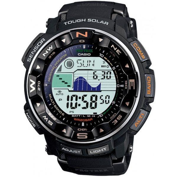 Casio Casio Pro Trek PRW-2500-1E PRW PRW-2500-1E электронные мужские часы голубой циферблат, браслет нержавеющая сталь — вид спереди