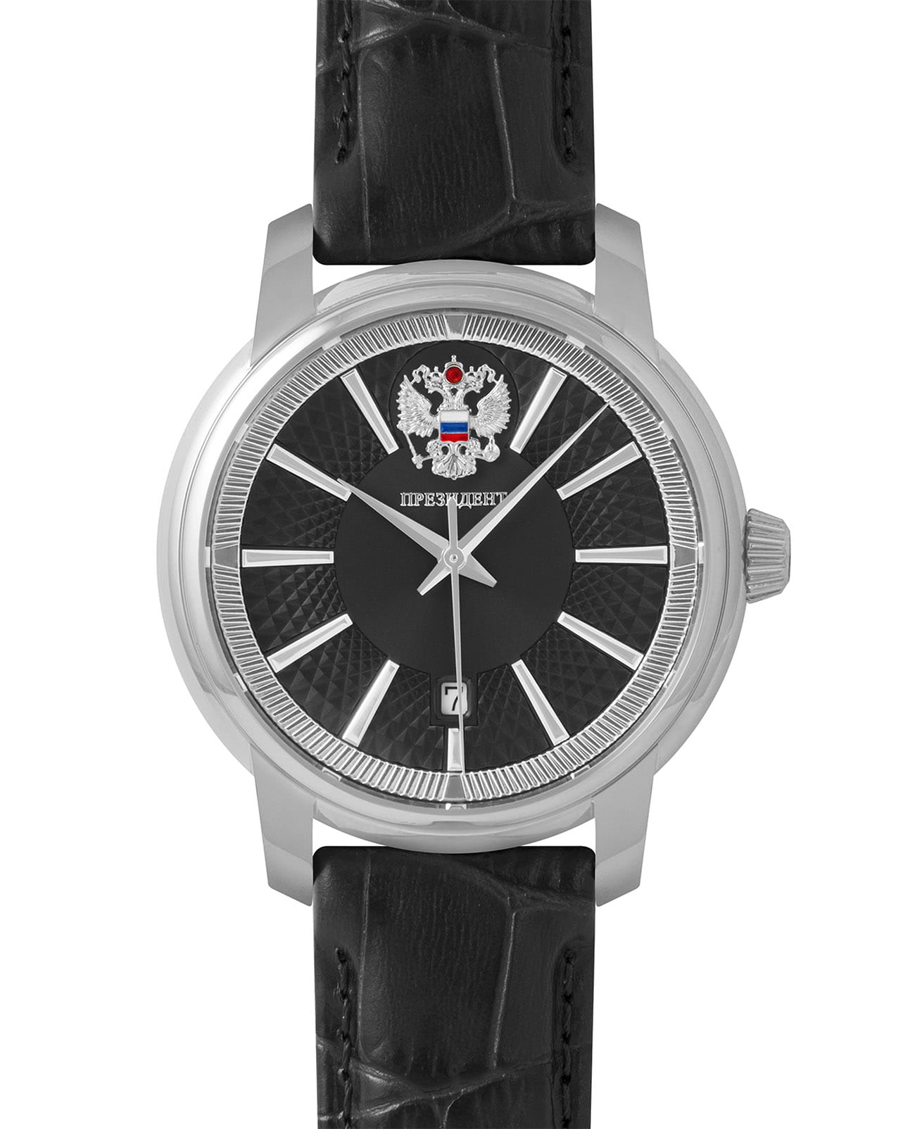 Президент Президент 4950002  4950002 механические мужские часы черный циферблат, браслет кожаный — вид спереди