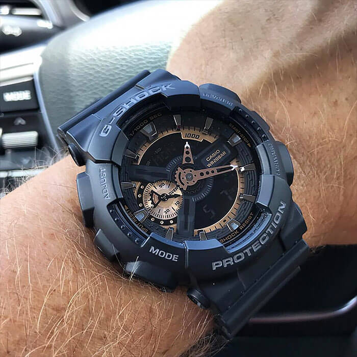 Casio Casio G-Shock GA-110RG-1A, g-shock япония мужские часы на браслете пластик боковой вид