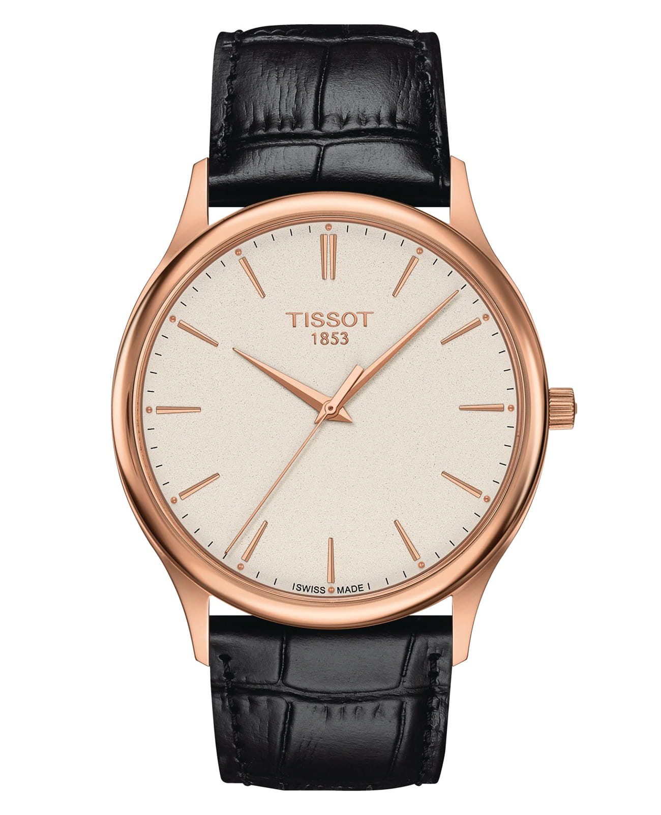 Tissot Tissot Excellence 18K Gold T926.410.76.261.01  T9264107626101 кварцевые мужские часы бежевый циферблат, браслет кожаный — вид спереди