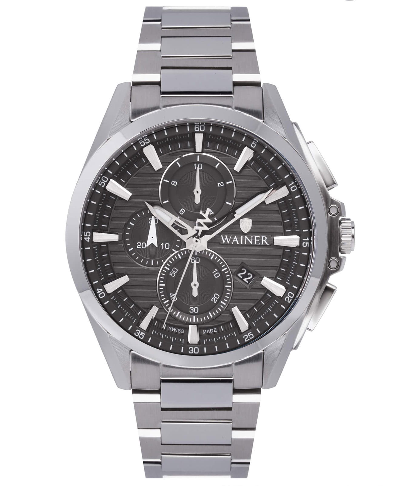Wainer Wainer Classic WA.19401-D  WA.19401-D кварцевые мужские часы черный циферблат, браслет нержавеющая сталь — вид спереди