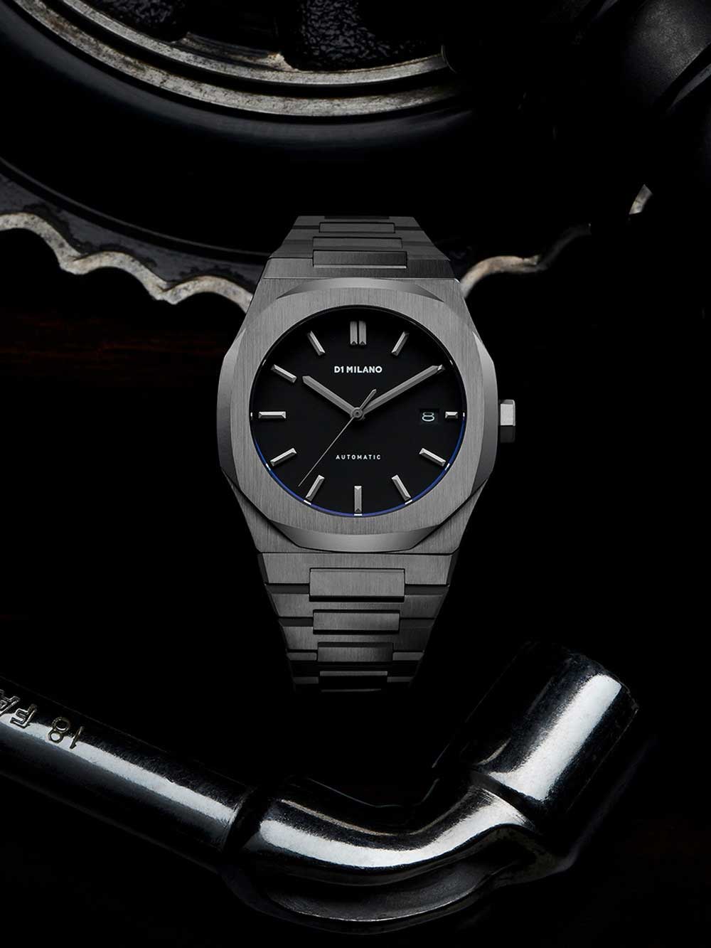 D1 Milano D1 Milano Automatico ATBJ02 механические мужские часы часы крупный план серый циферблата