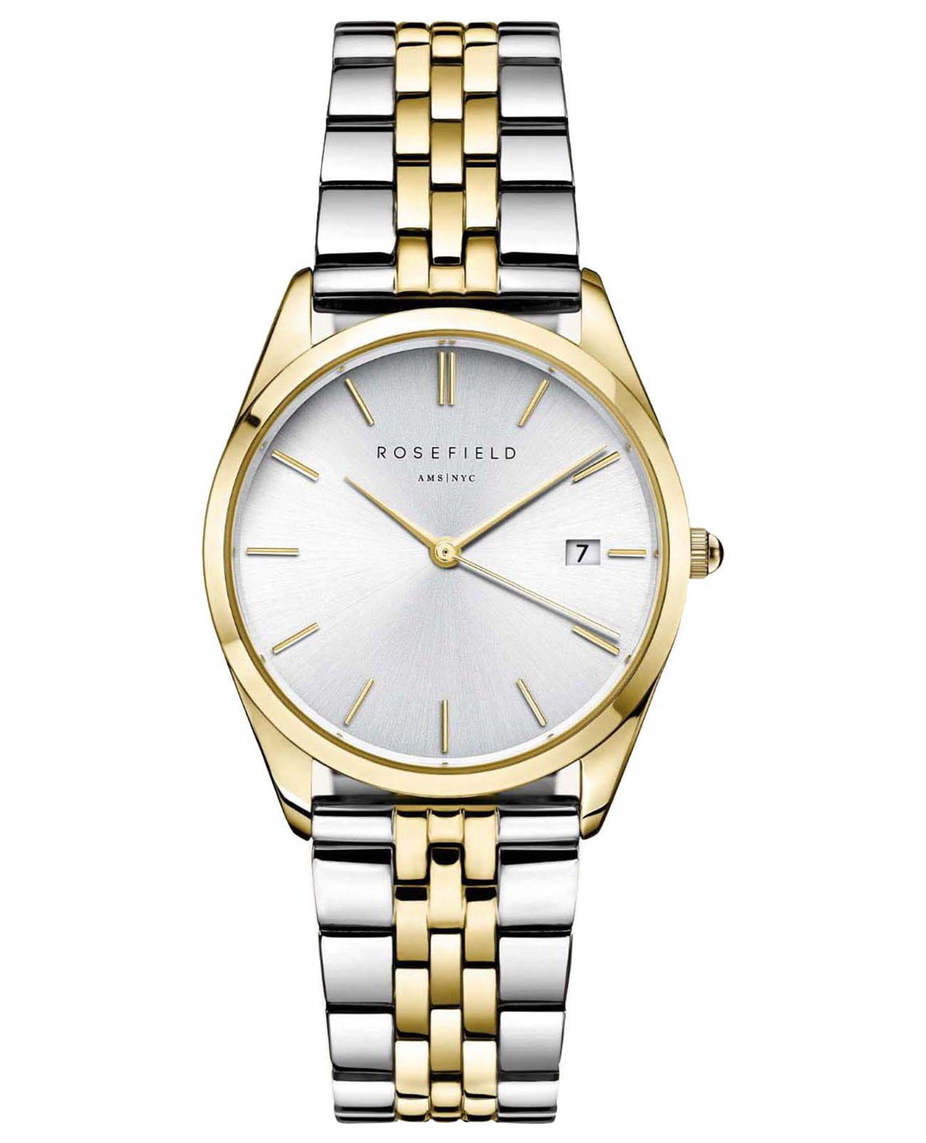 Rosefield Rosefield The Ace ACSGD-A01  ACSGD-A01 кварцевые женские часы серебристый циферблат, браслет сталь c pvd покрытием — вид спереди