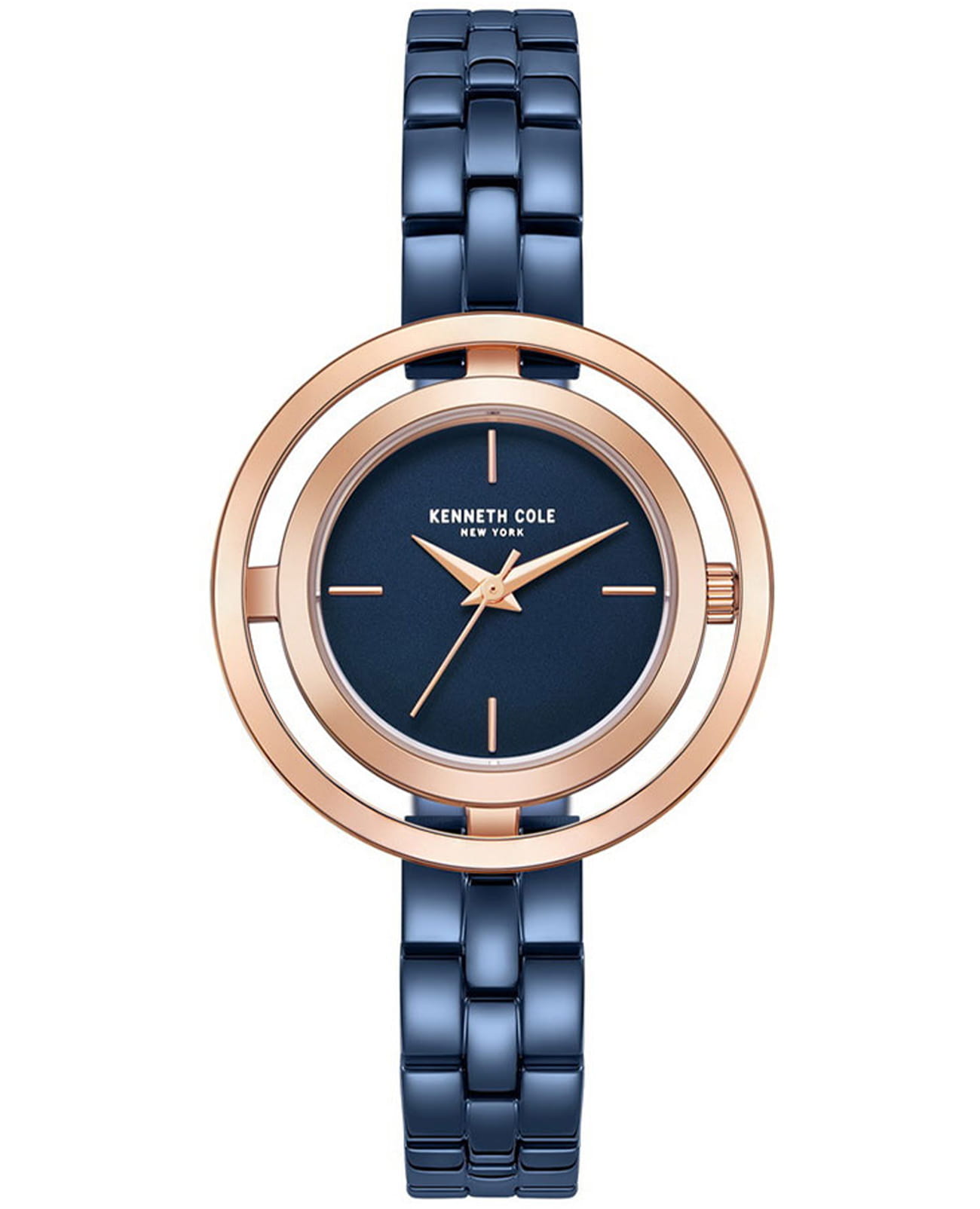 Kenneth Cole Kenneth Cole Classic KCWLG2237103  KCWLG2237103 кварцевые женские часы синий циферблат, браслет сталь с ip покрытием — вид спереди