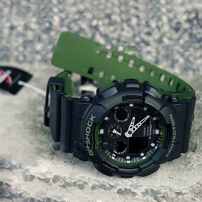 Casio GA-100L-1A мужские часы застежка крупным планом