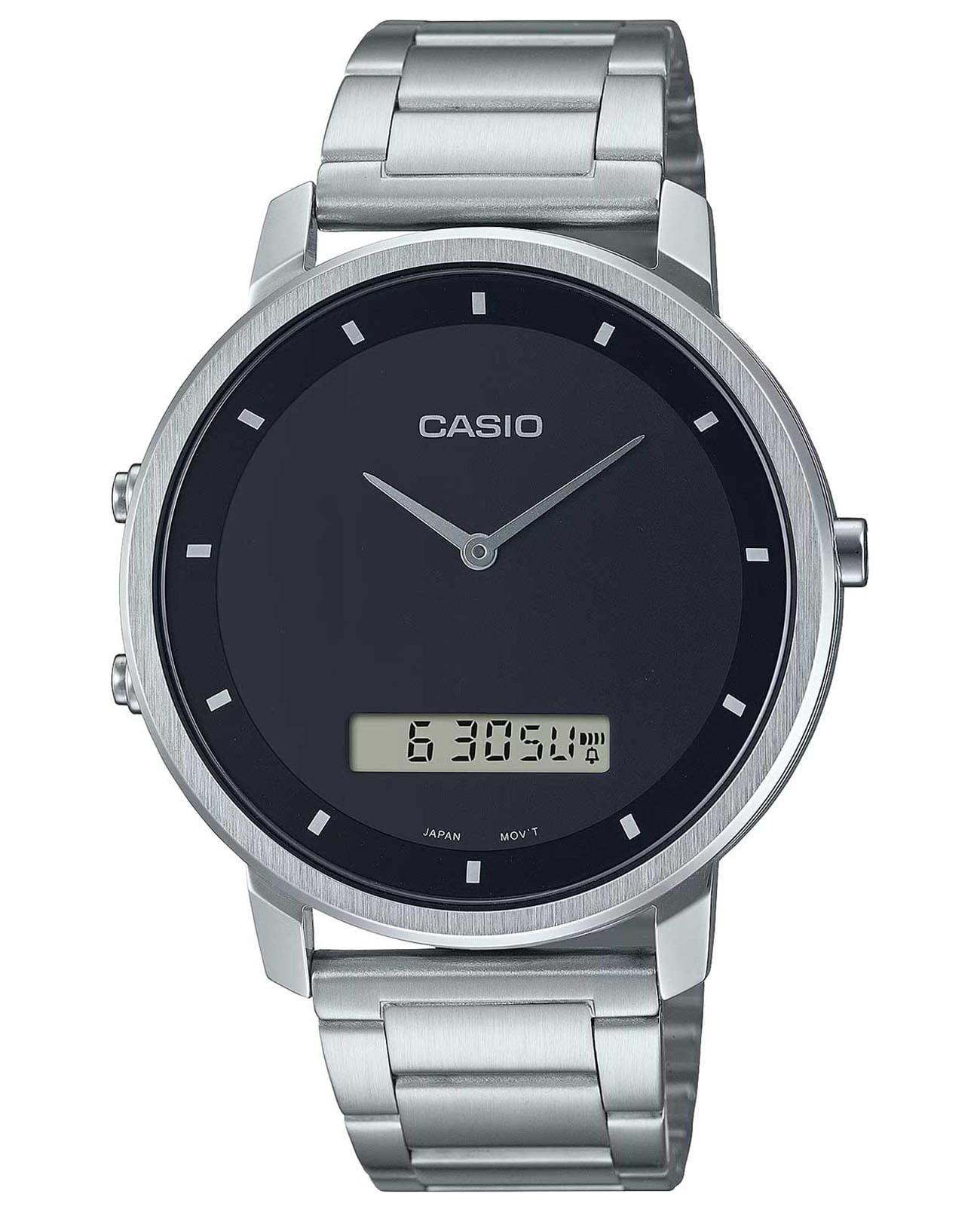 Casio Casio Collection MTP-B200D-1E  MTP-B200D-1E кварцевые мужские часы черный циферблат, браслет нержавеющая сталь — вид спереди