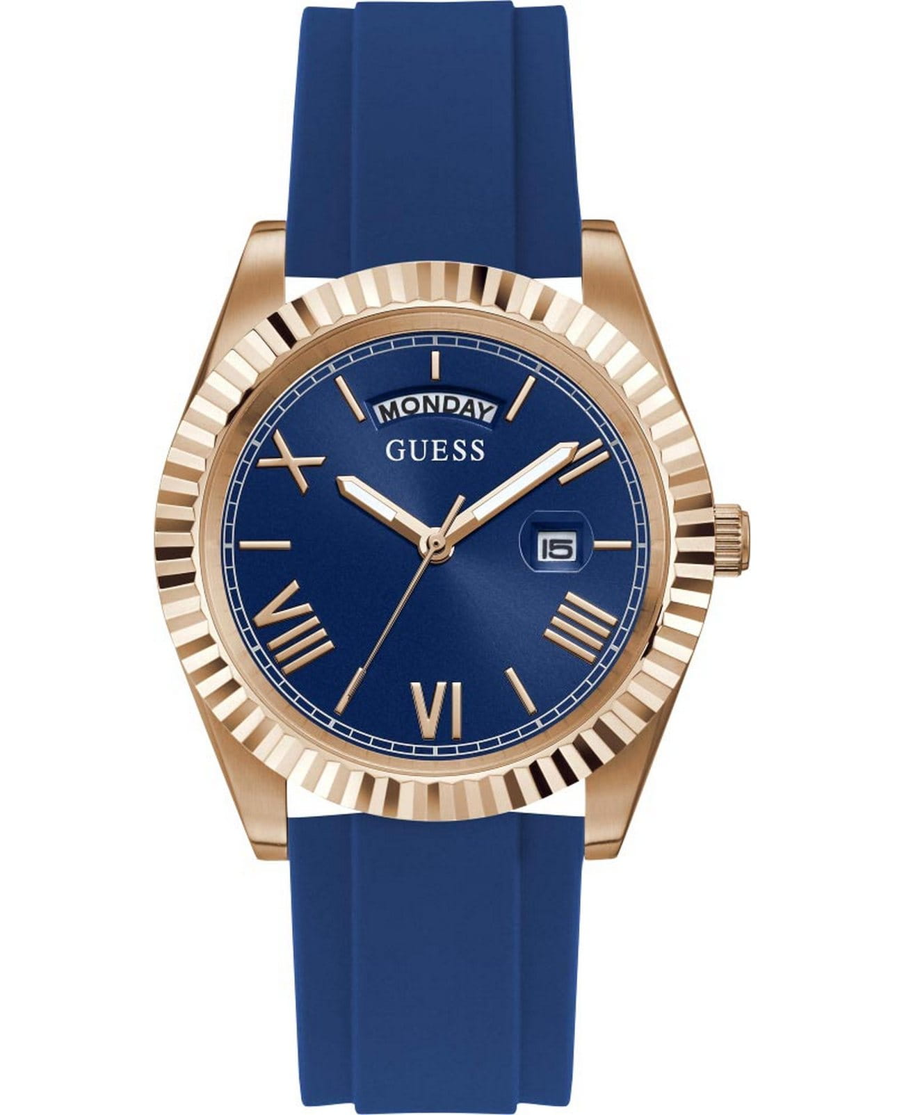 Guess Guess  Dress Steel  GW0335G2  GW0335G2 кварцевые мужские часы синий циферблат, браслет силикон — вид спереди