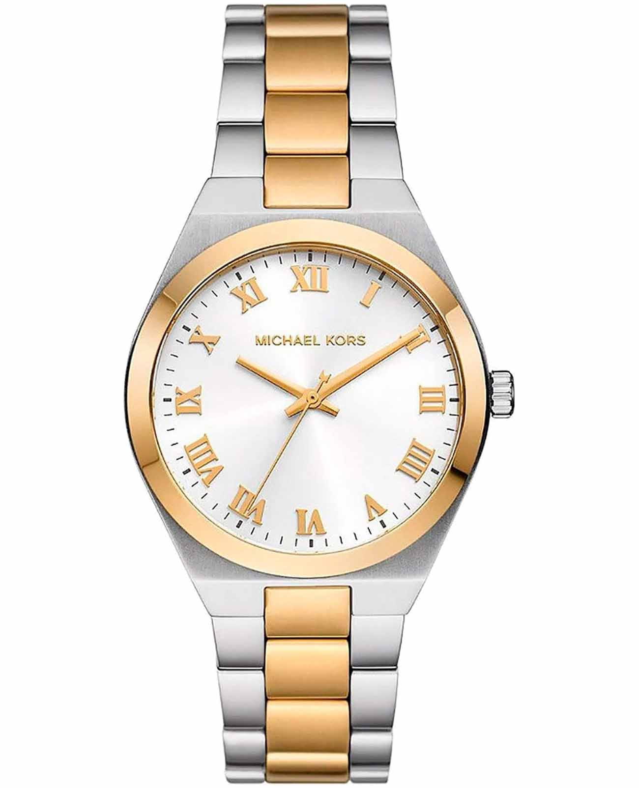 Michael Kors Michael Kors Lennox MK7464  MK7464 кварцевые женские часы серебристый циферблат, браслет нержавеющая сталь с pvd-покрытием — вид спереди