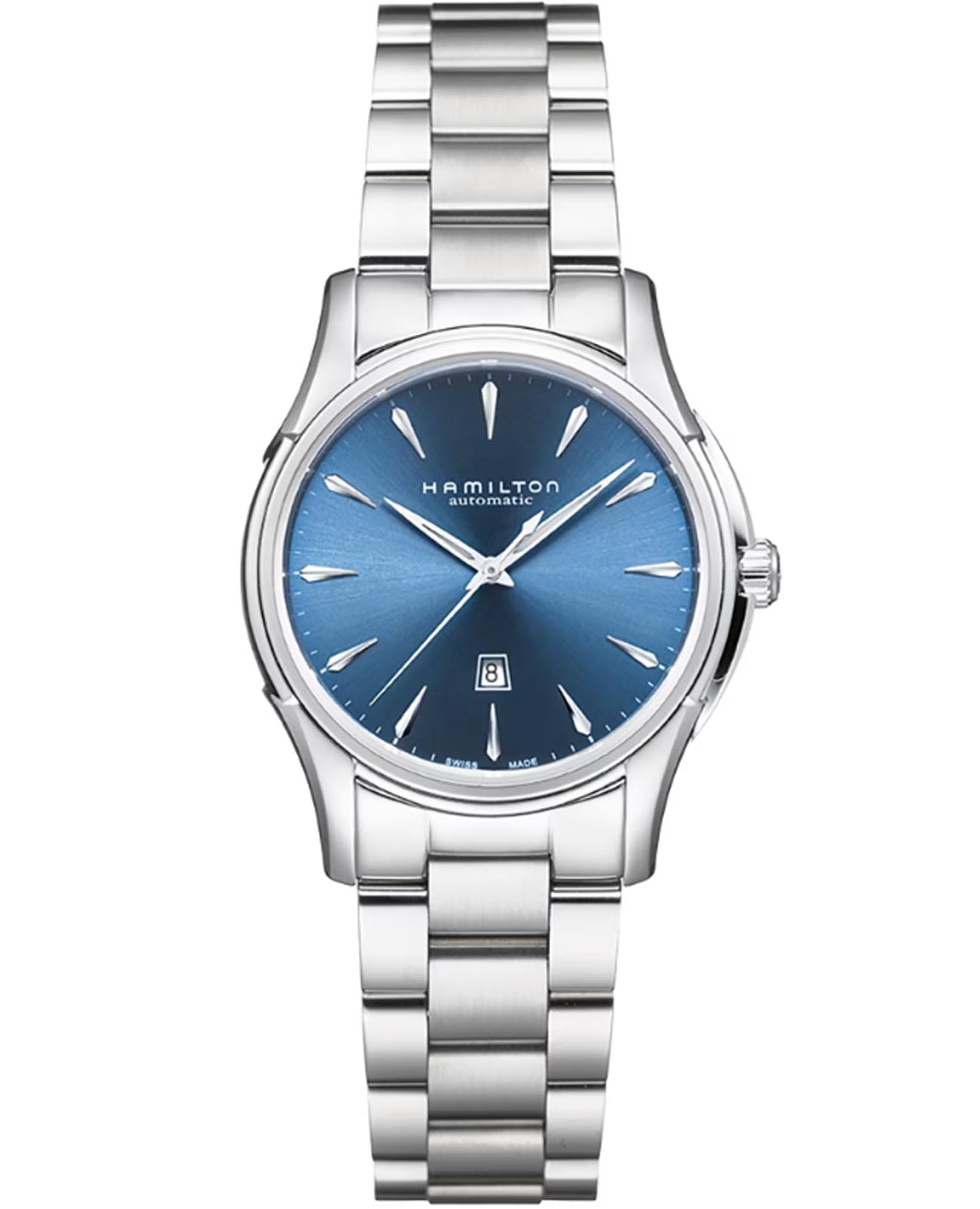 Hamilton Hamilton Jazzmaster Lady Auto H32315141  H32315141 механические женские часы синий циферблат, браслет нержавеющая сталь — вид спереди